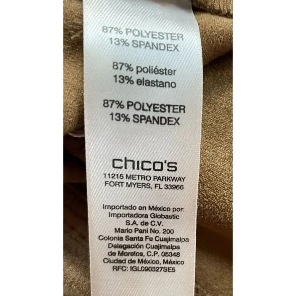 Chico's Women's Slim Pants Mid Rise Tan/Brown Soft Faux Suede Size 1 (fit 34x30) - Picture 10 of 11